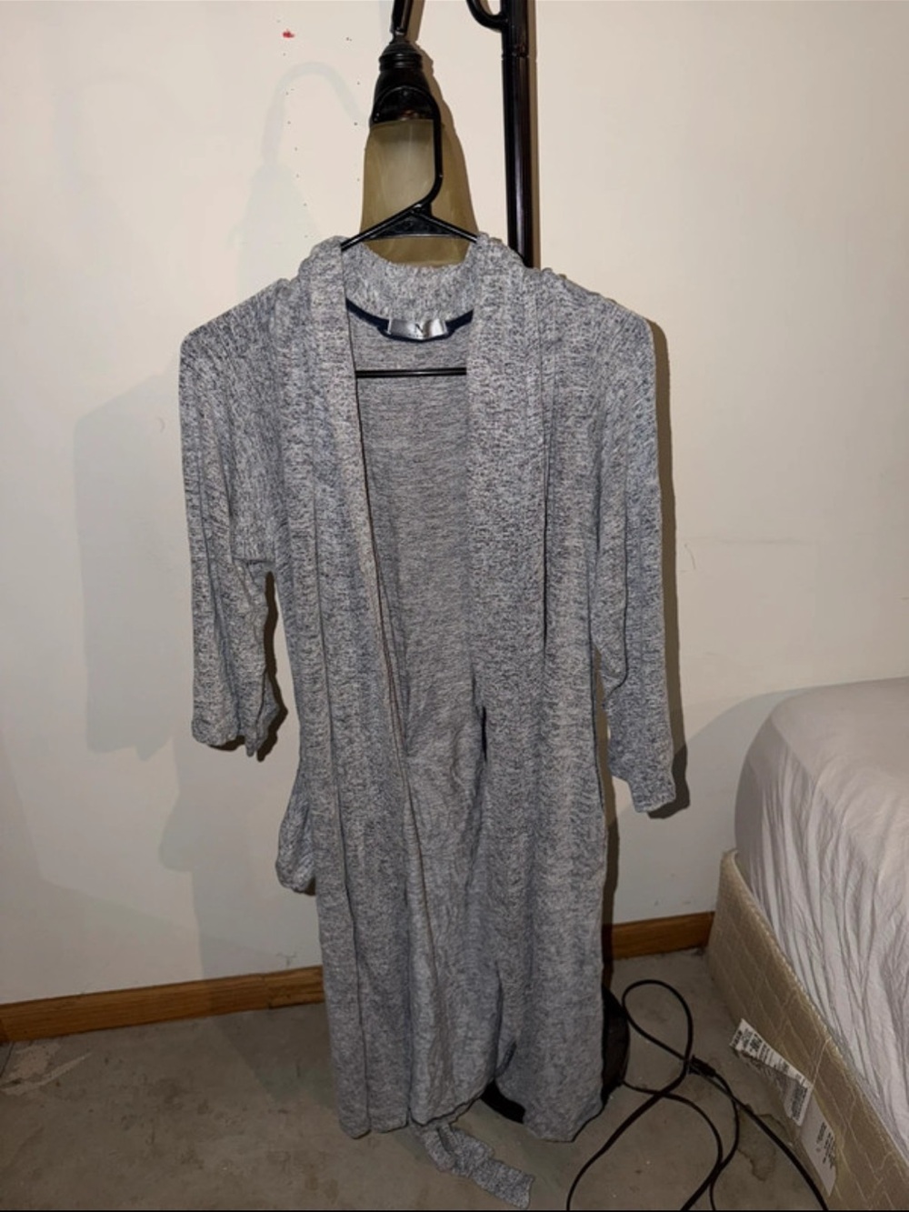 Natori Heather Gray Open-Front Knit Robe